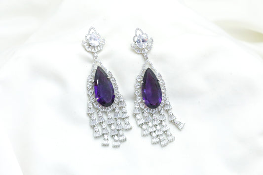 Premium Purple & Clear CZ Earrings