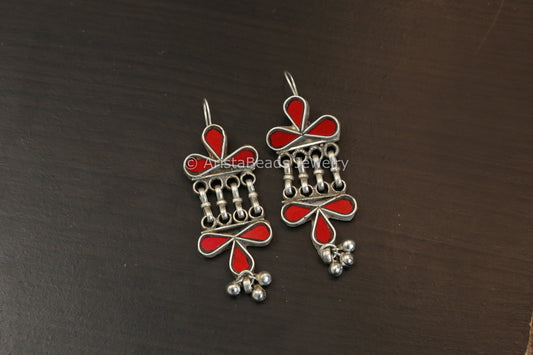 Shanaya Real Glass Earrings - Red