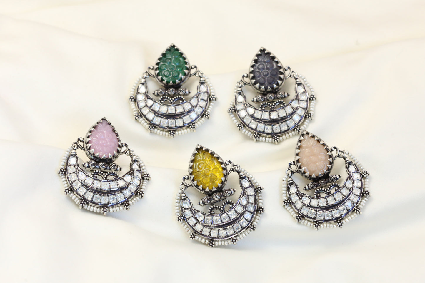Premium Kundan & Carved Stone Earrings