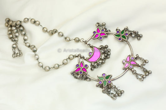 Kareena Real Glass Necklace -Pink