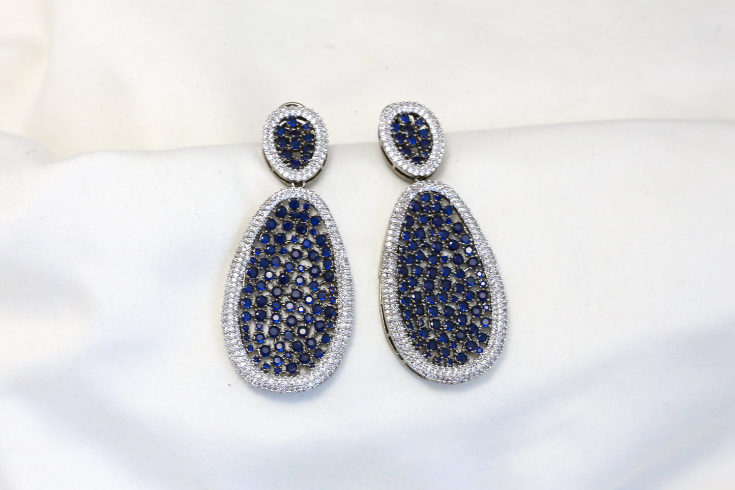 Contemporary CZ Earrings - Blue