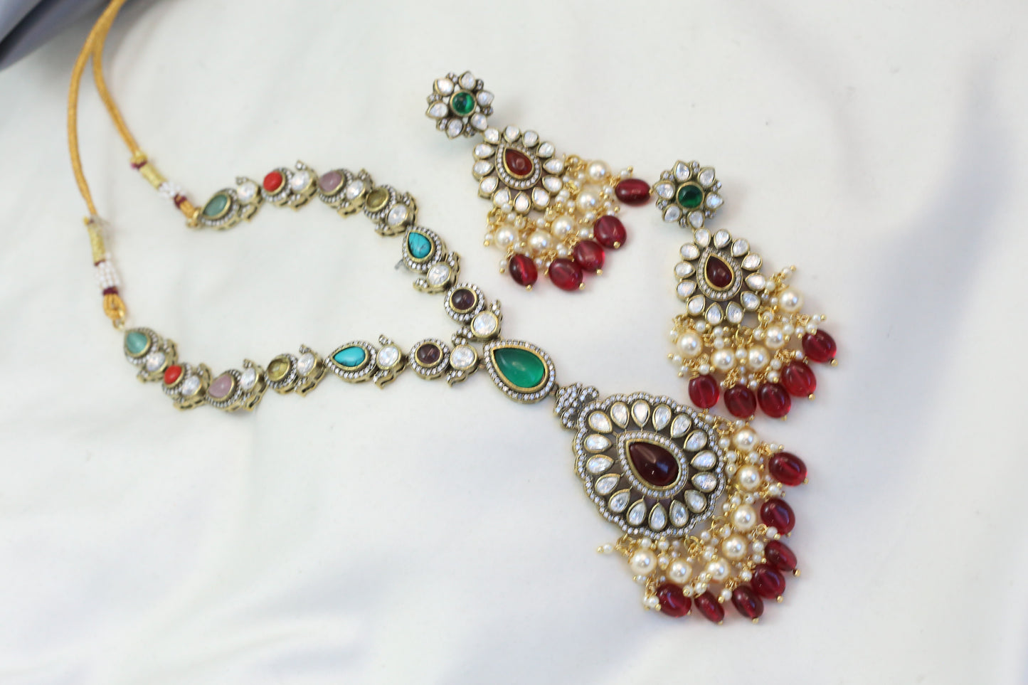 Multicolor Stones & Kundan Polki Necklace Set