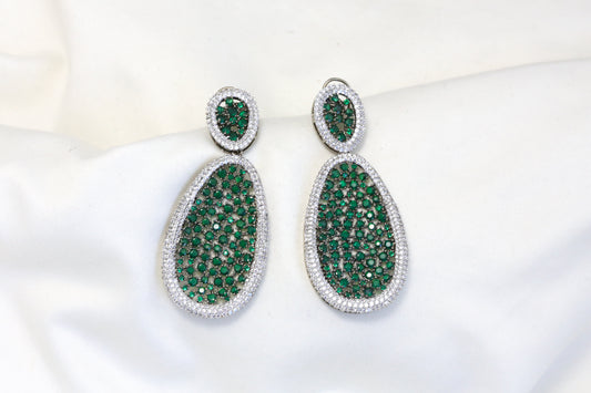 Contemporary CZ Earrings - Green