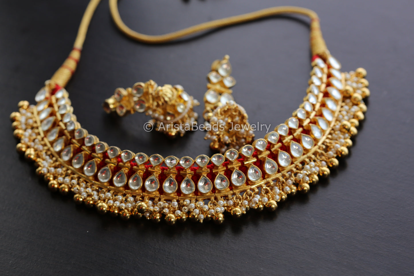 Gold Pachi Kundan Tussi Necklace Set