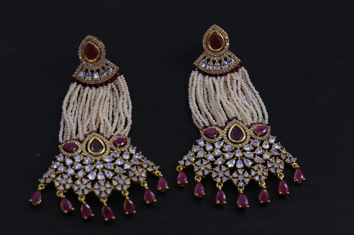 Victorian Pasa Ruby CZ Earrings