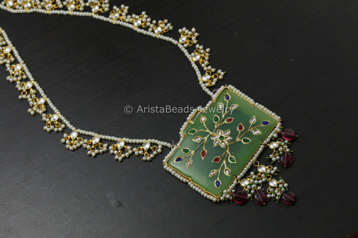 Kundan Jadai Jade Pendant Necklace