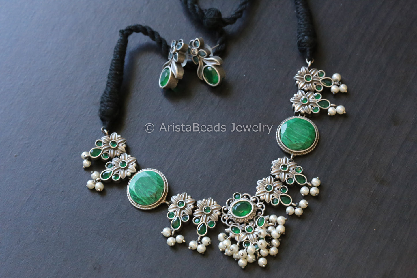 Green Oxidized Necklace Set
