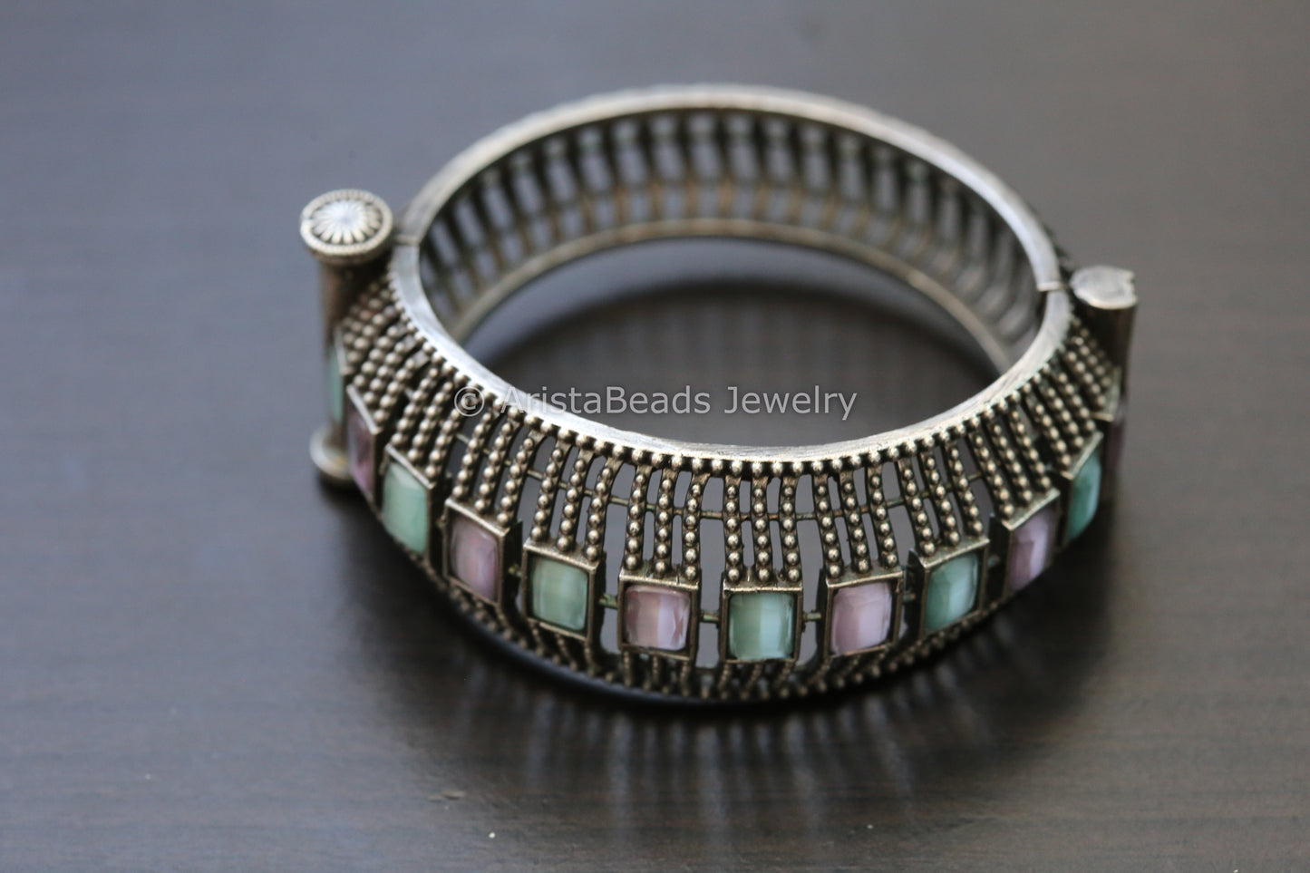 Blush Pink Mint Bangle Bracelet (Openable)
