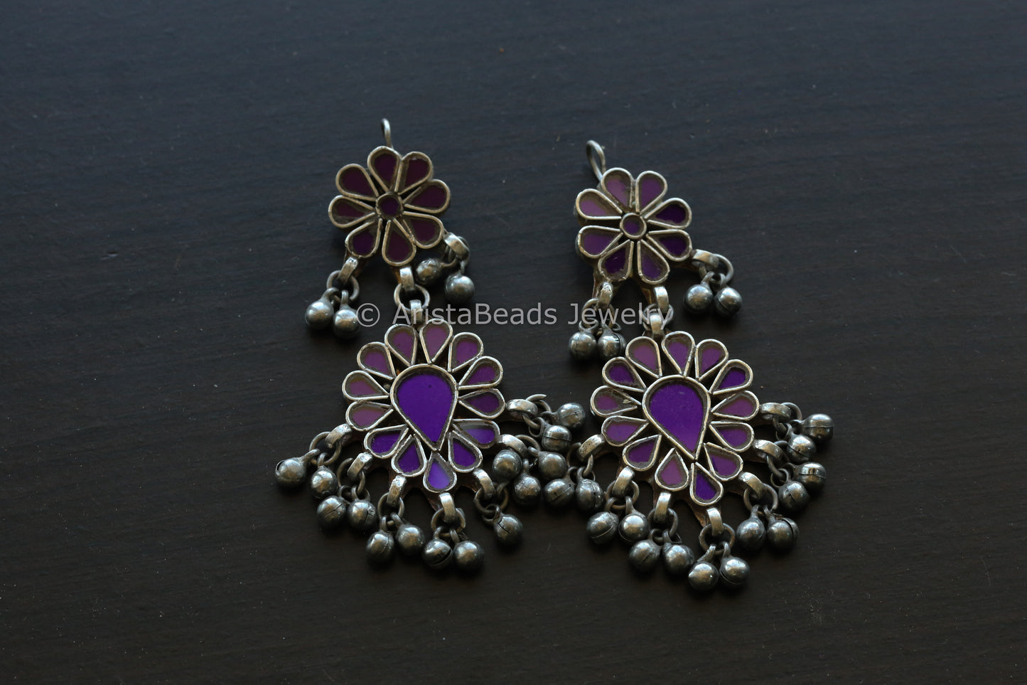 Darpan Real Glass Earrings - Purple