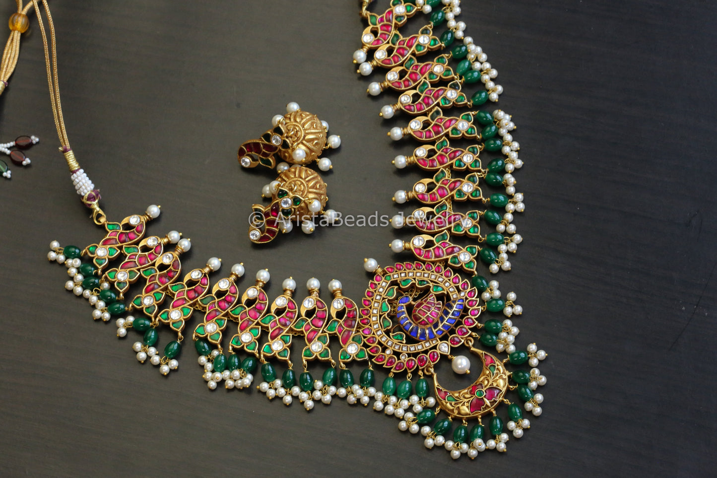 Next To Real Kundan Jadau Peacock Necklace Set