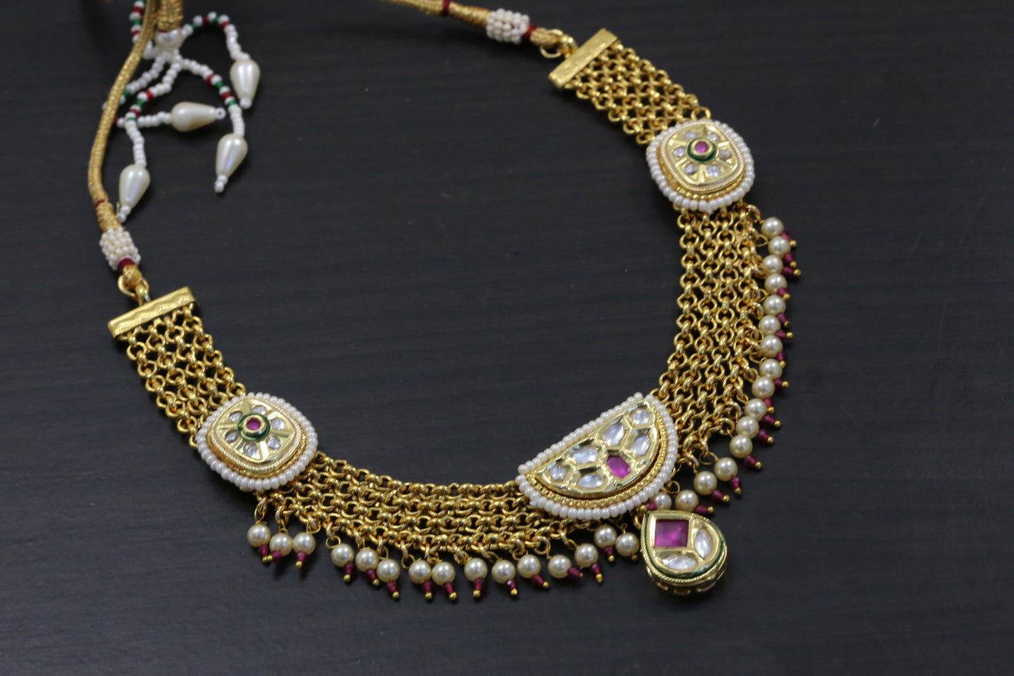 Gold Look Alike Kundan Necklace Set