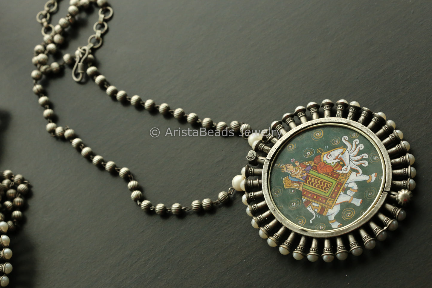 Oxidized Hand-Painted Necklace - Design 1