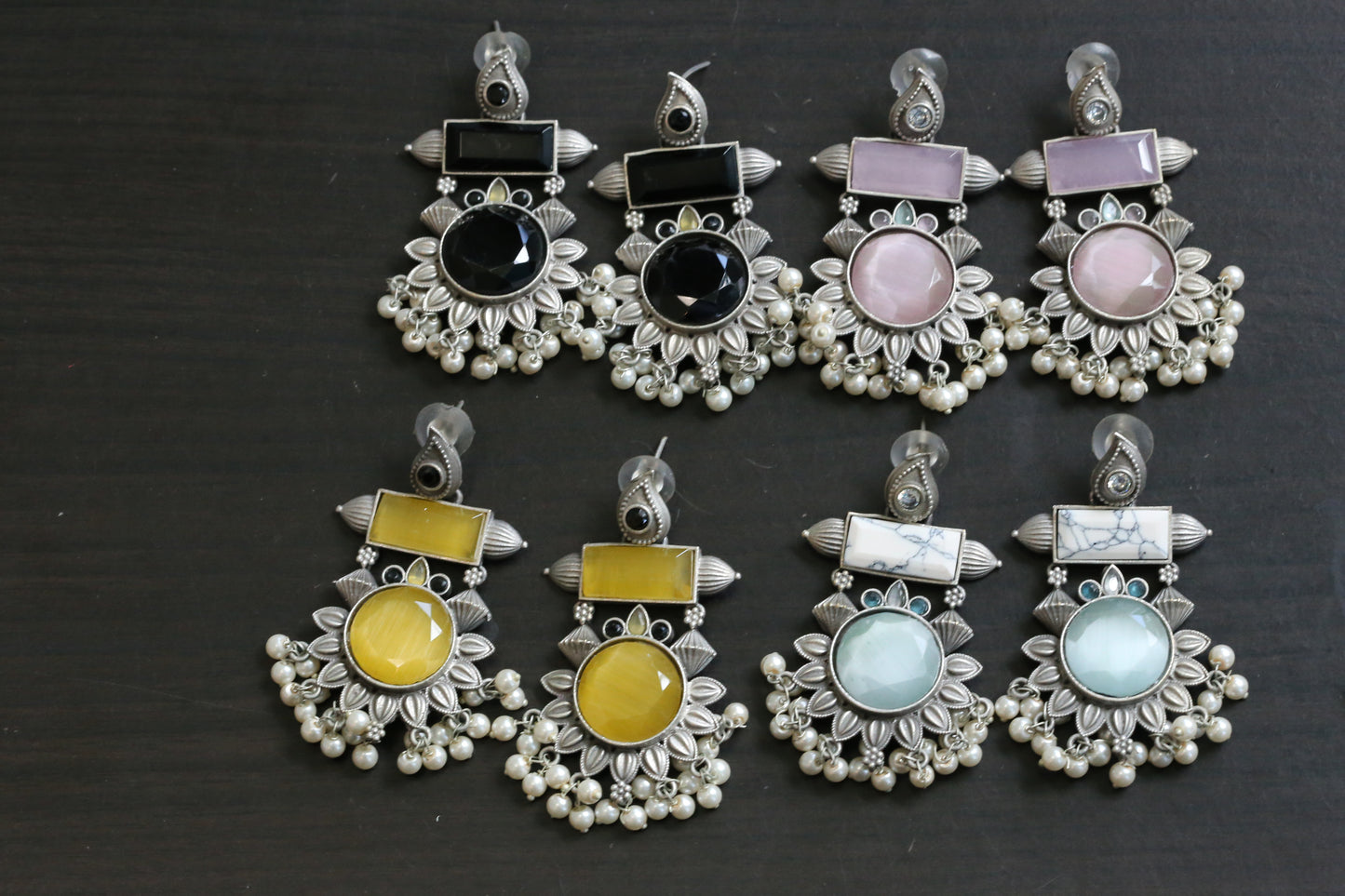 Monalisa Stone Oxidized Earrings