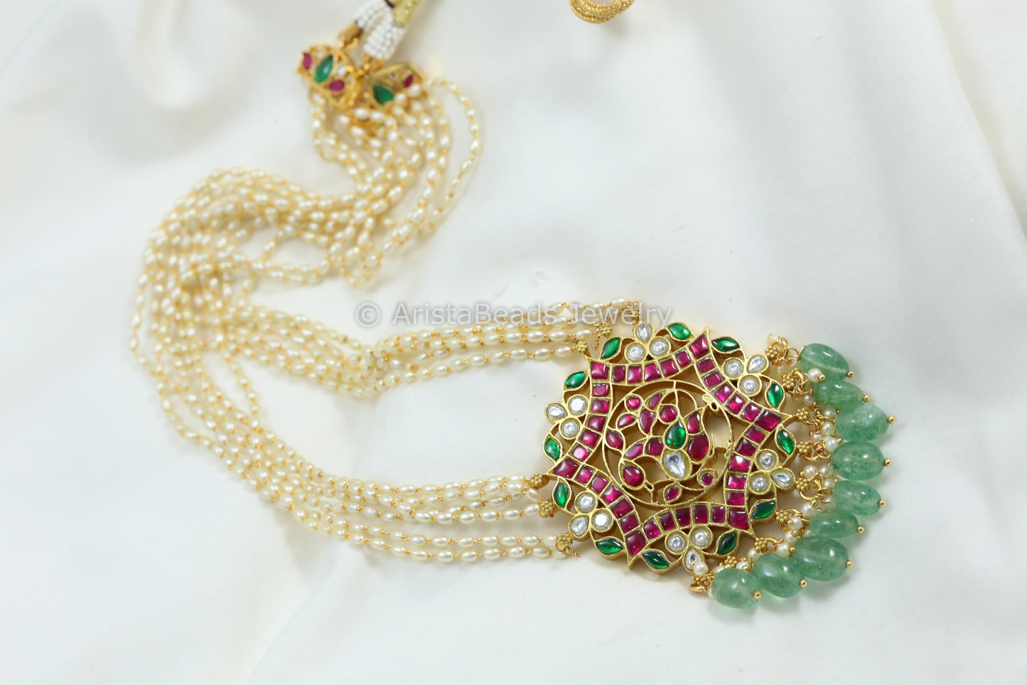 Jadau Kundan Rice Pearls Necklace