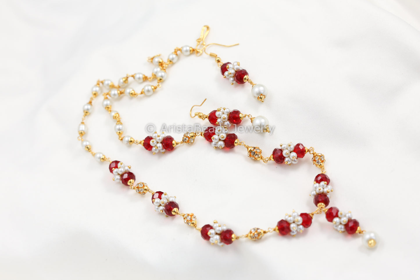 Bright Red Beads Mala Necklace Set