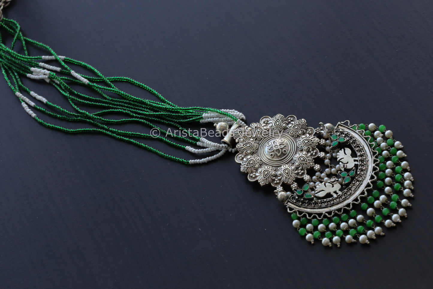 Silver Look Tassel Pendant Necklace