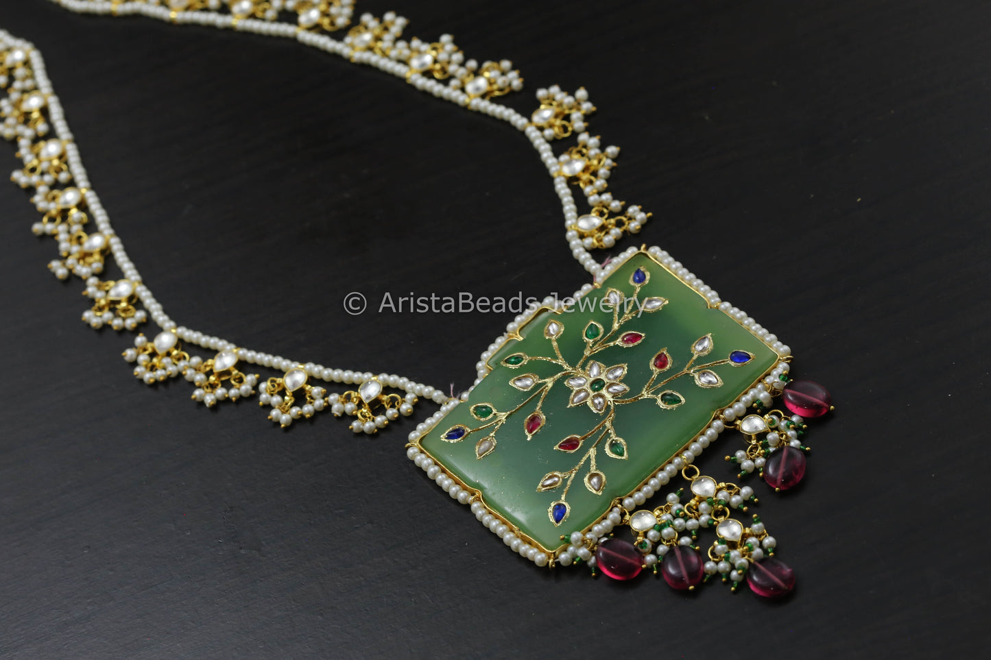 Kundan Jadai Jade Pendant Necklace