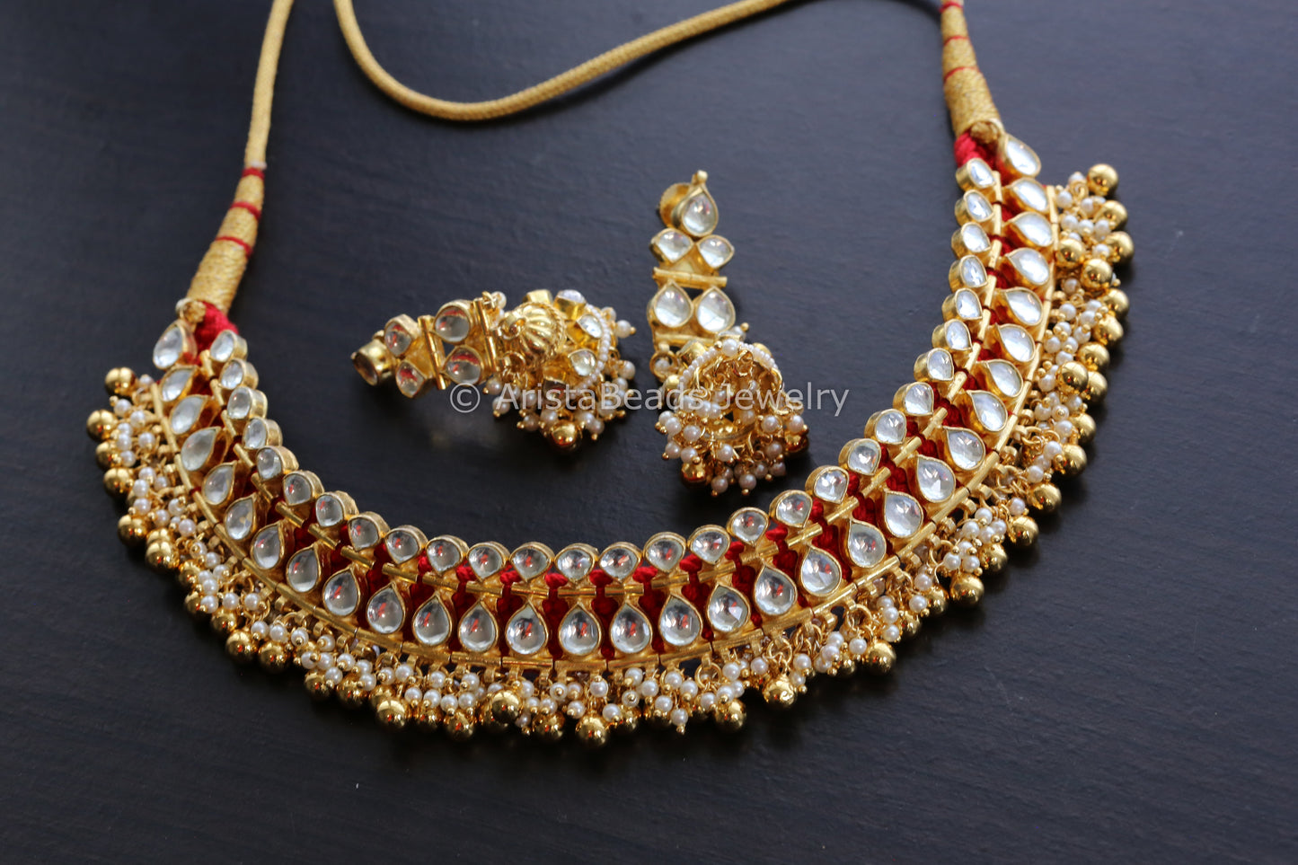 Gold Pachi Kundan Tussi Necklace Set