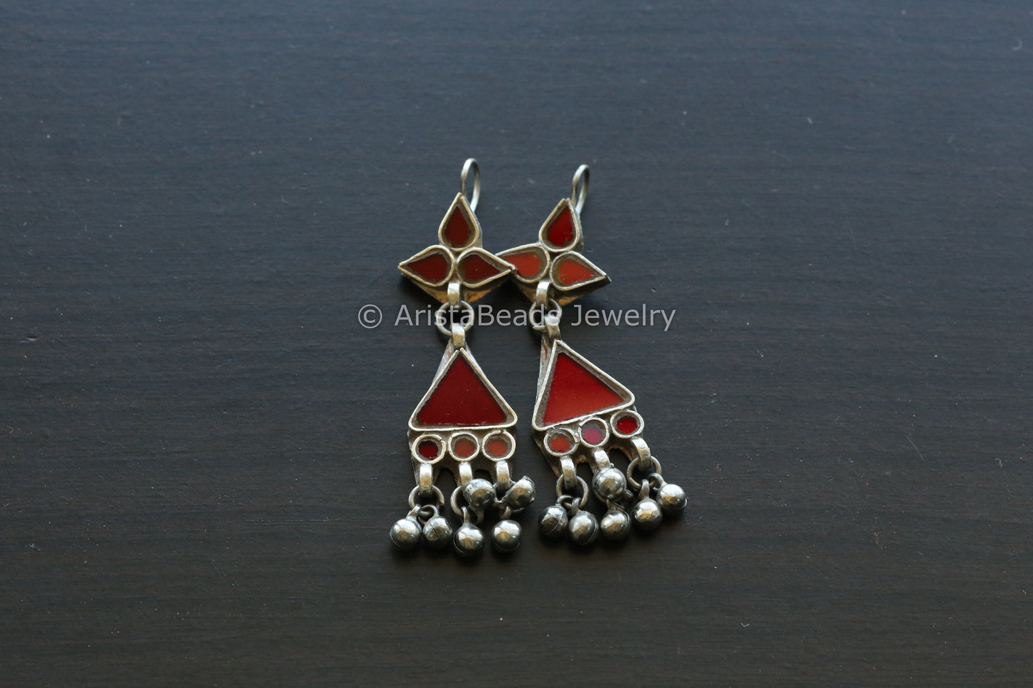 Aaeena Real Glass Earrings - Red