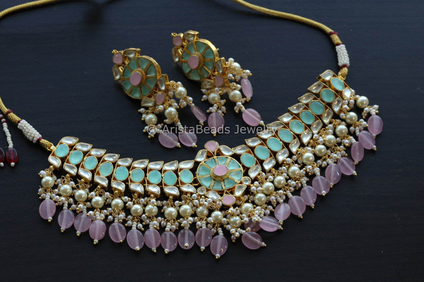 Pastel Pachi Kundan Necklace Set