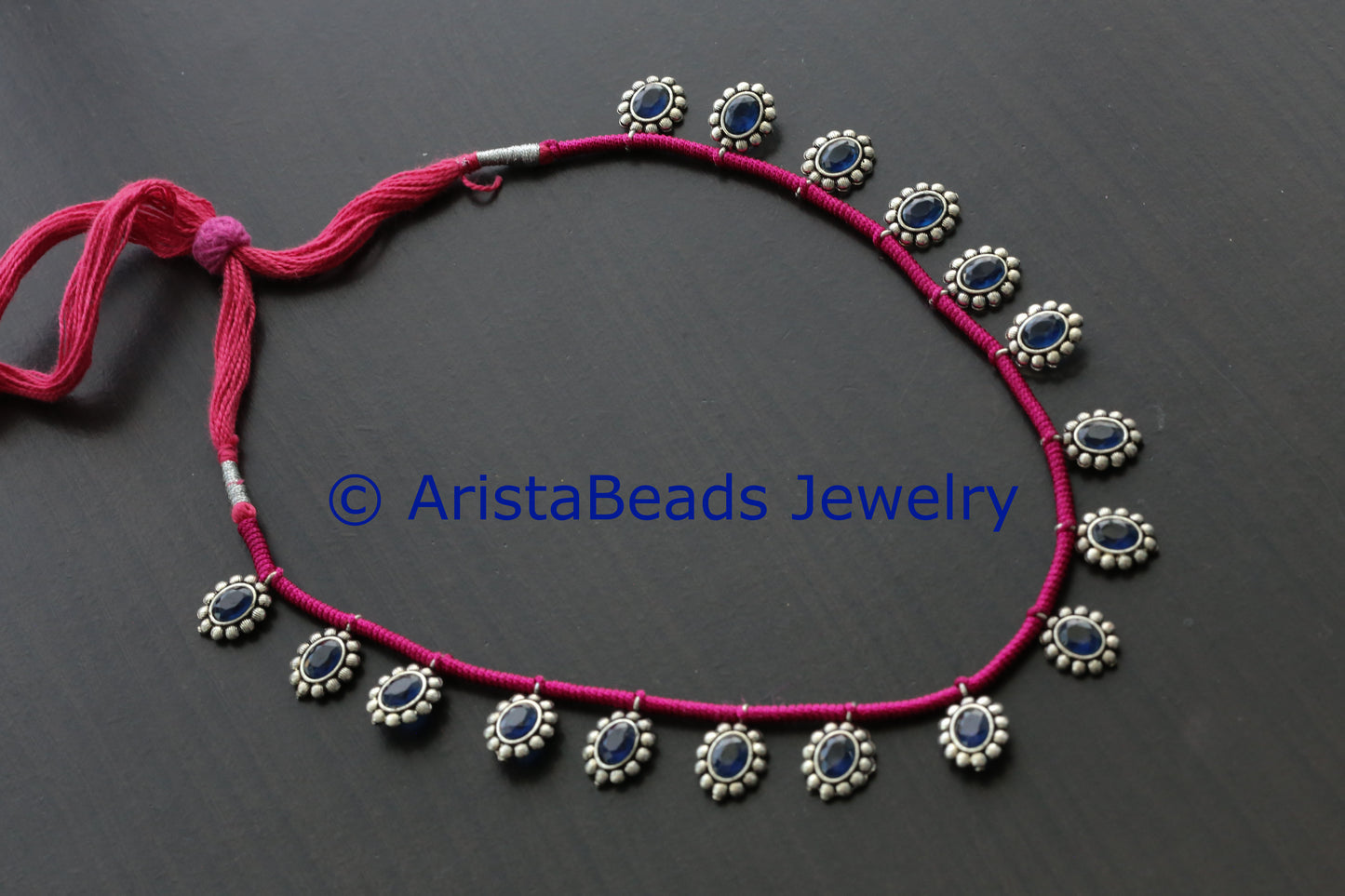 Delicate Thread Necklace - Pink Blue