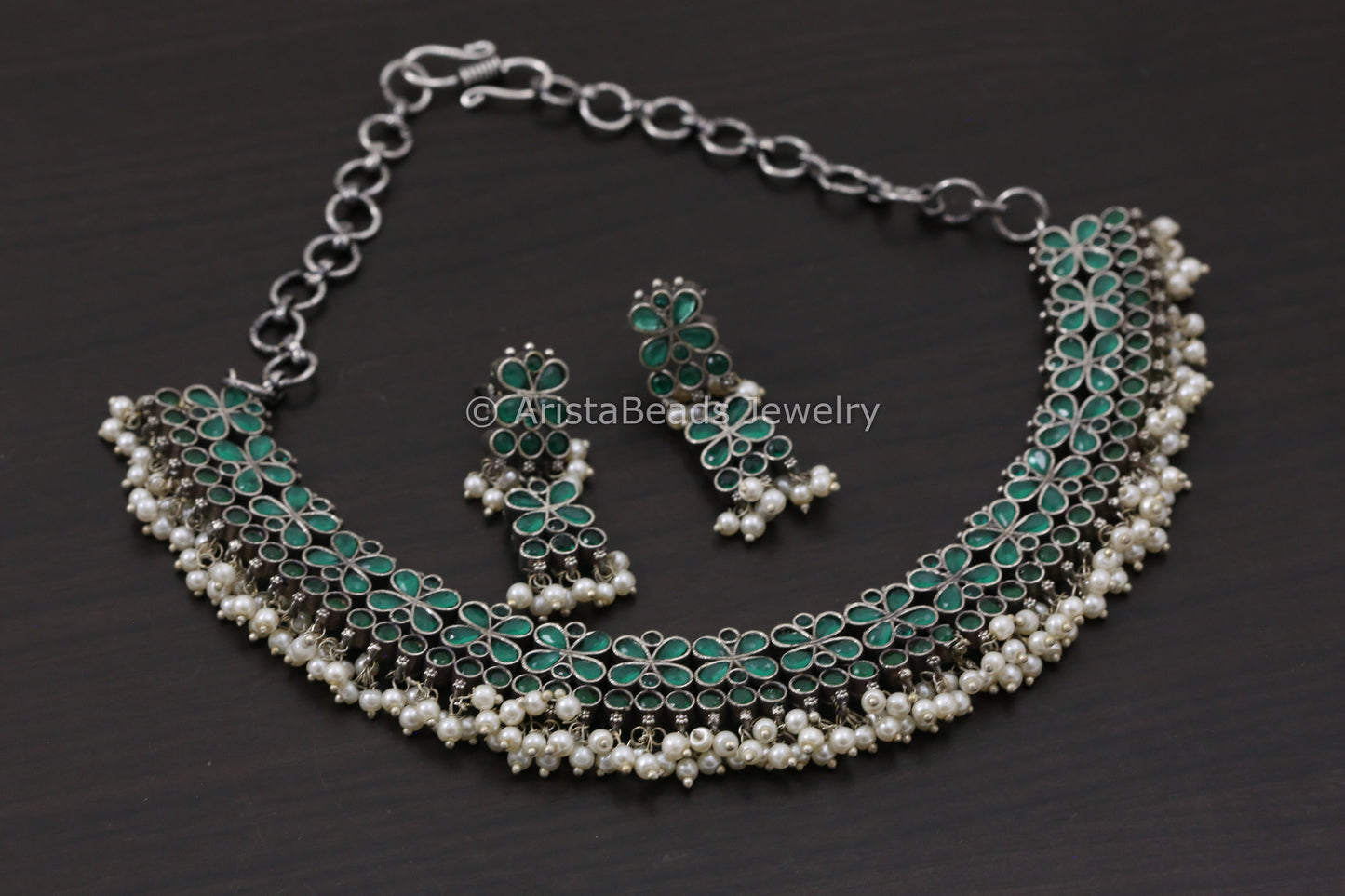 Green Guttapusalu Necklace Set