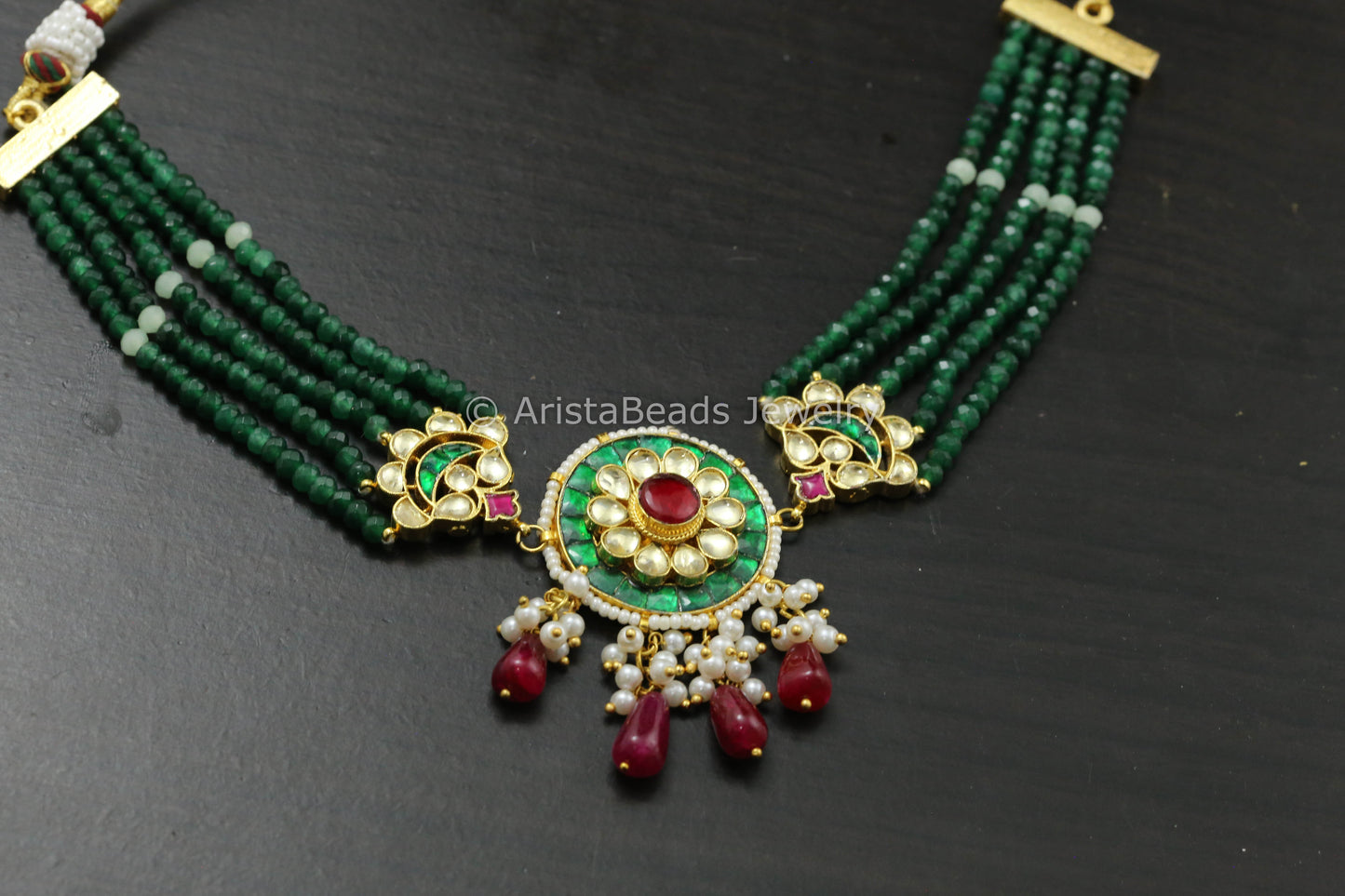 Green Pachi Kundan Necklace