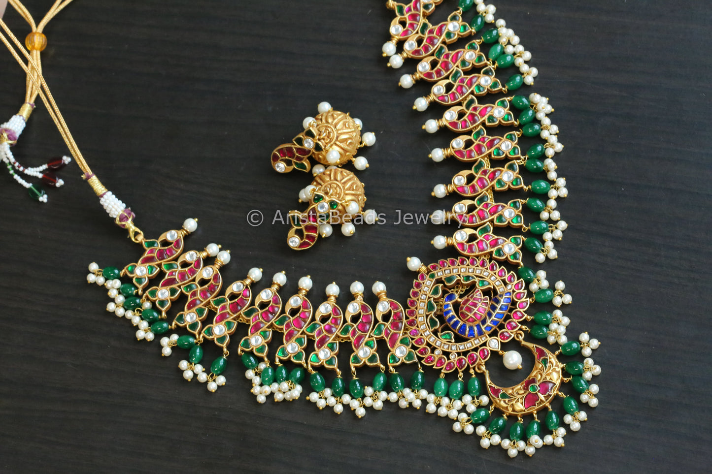 Next To Real Kundan Jadau Peacock Necklace Set
