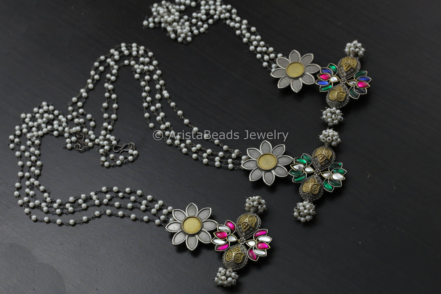 Jadau Kundan Work Oxidized Necklace