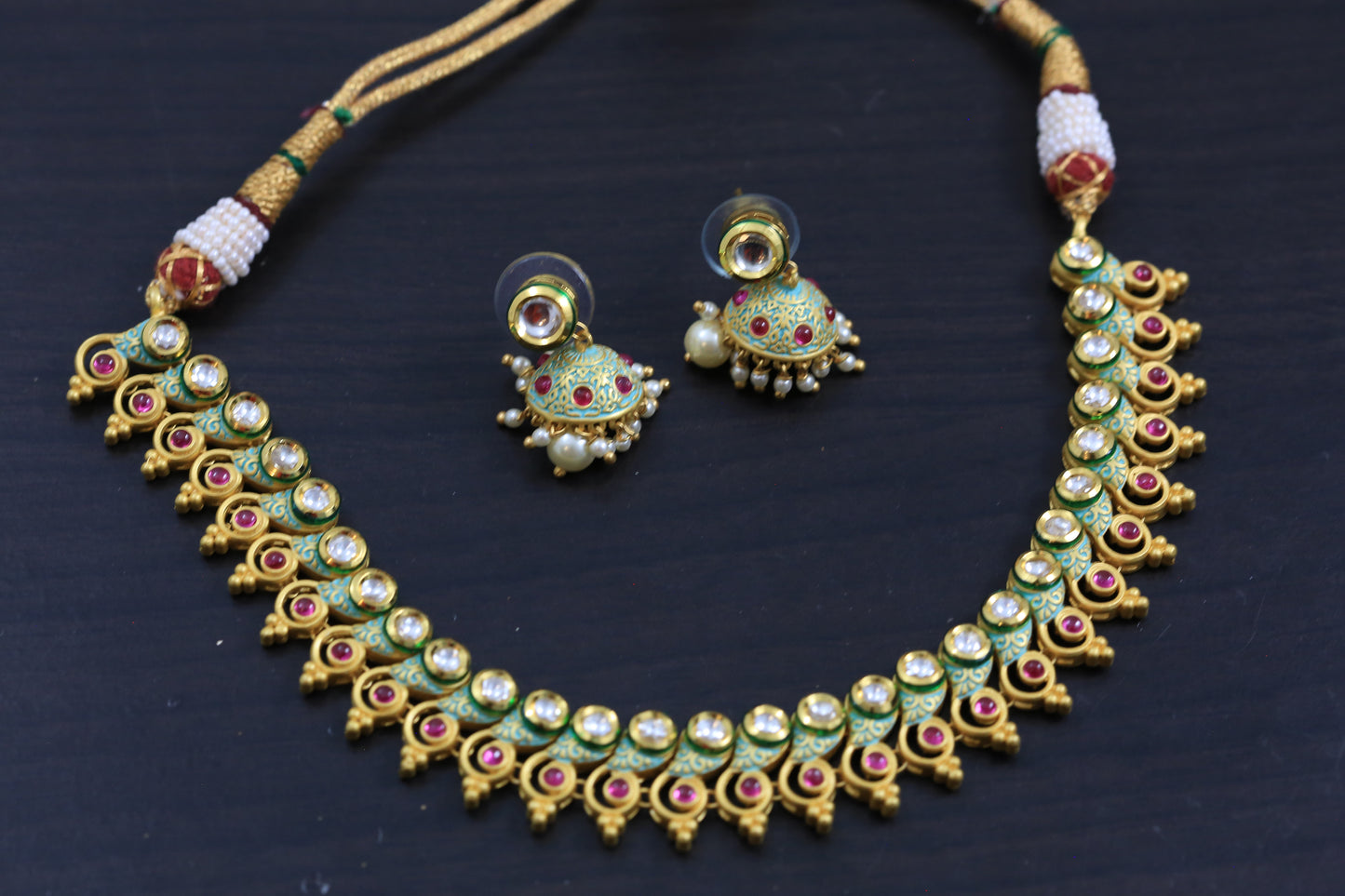 Enamel Kundan Necklace - Style 3