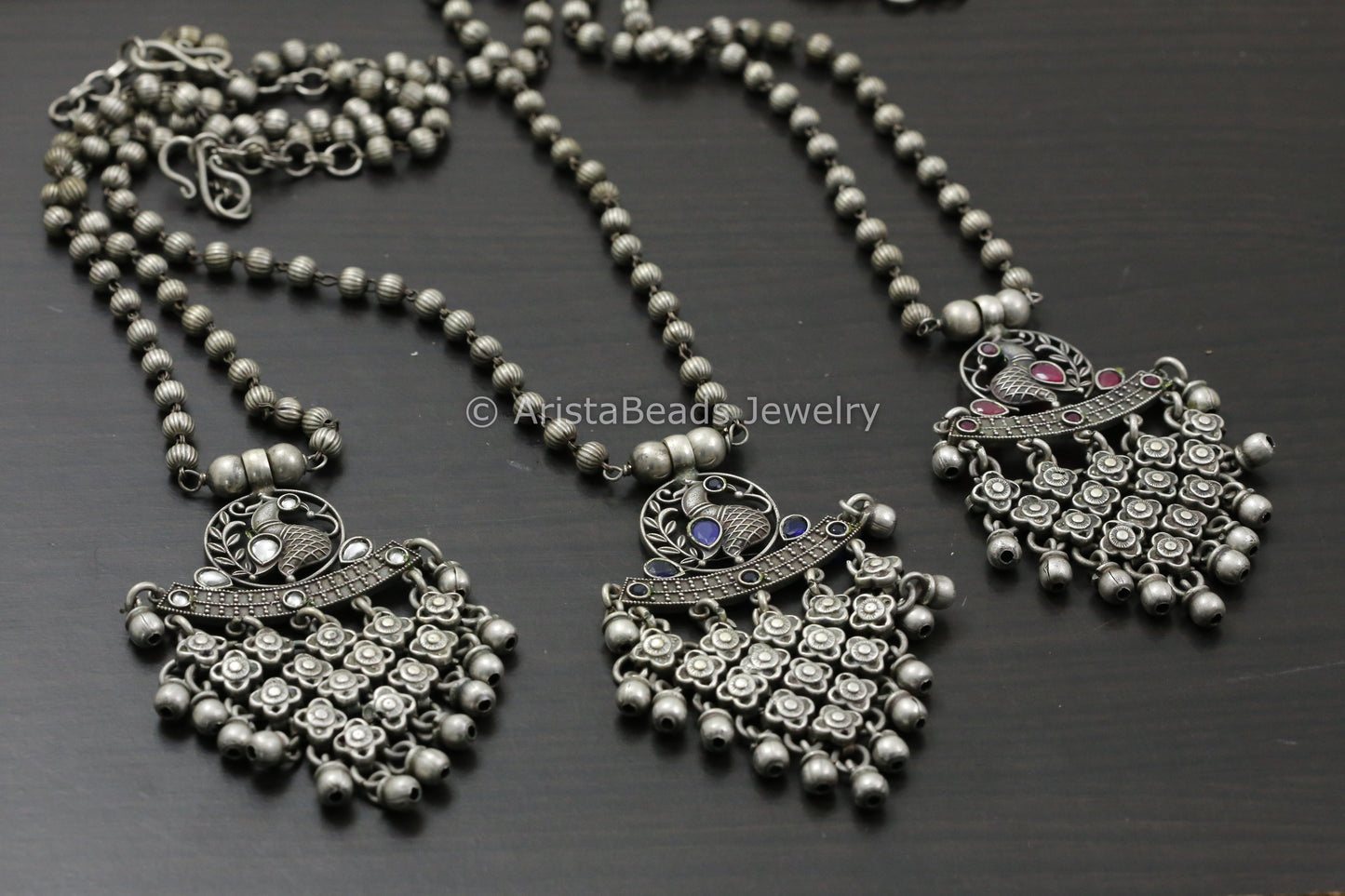 Handmade Peacock Silver Replica Chain Necklace