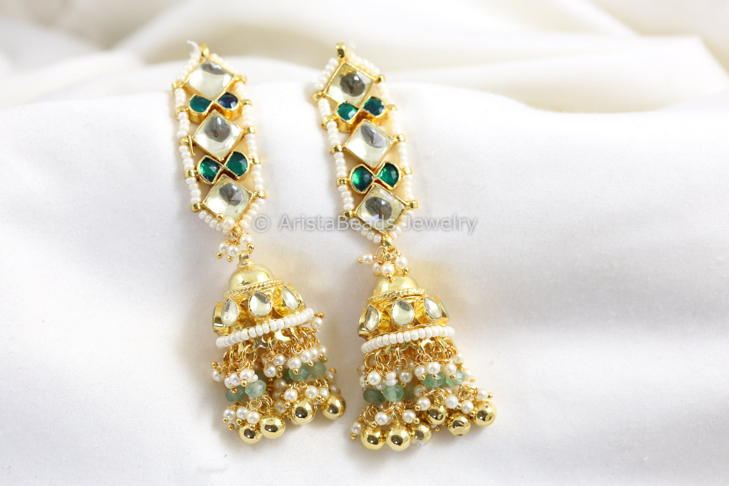 Handmade Pachi Kundan Jhumka Earrings