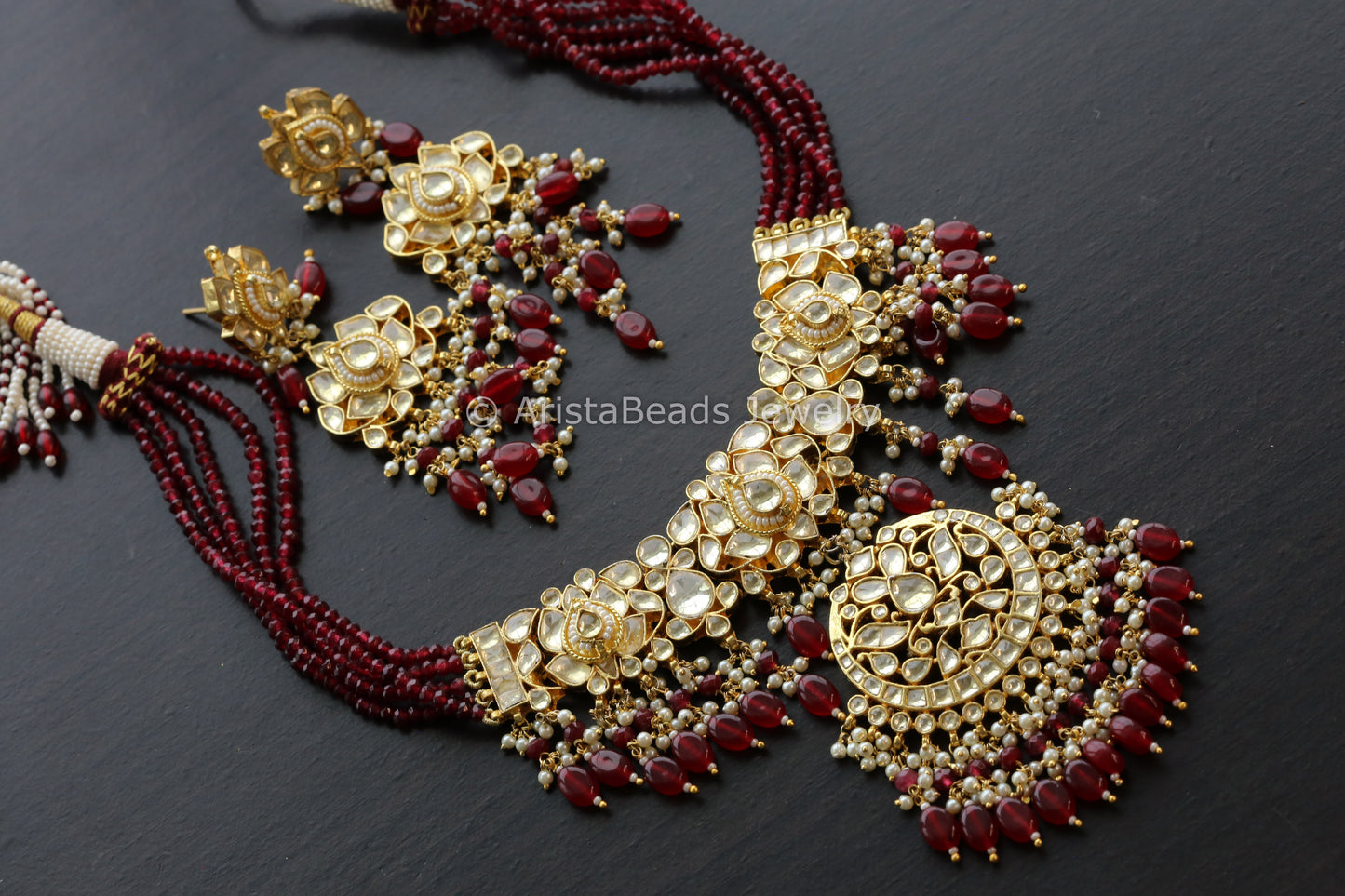 One Of A Kind Pachi Takkar Work Kundan Necklace Set