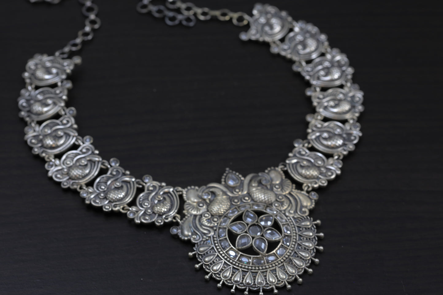 Silver Look Alike Tribal Necklace - Clear