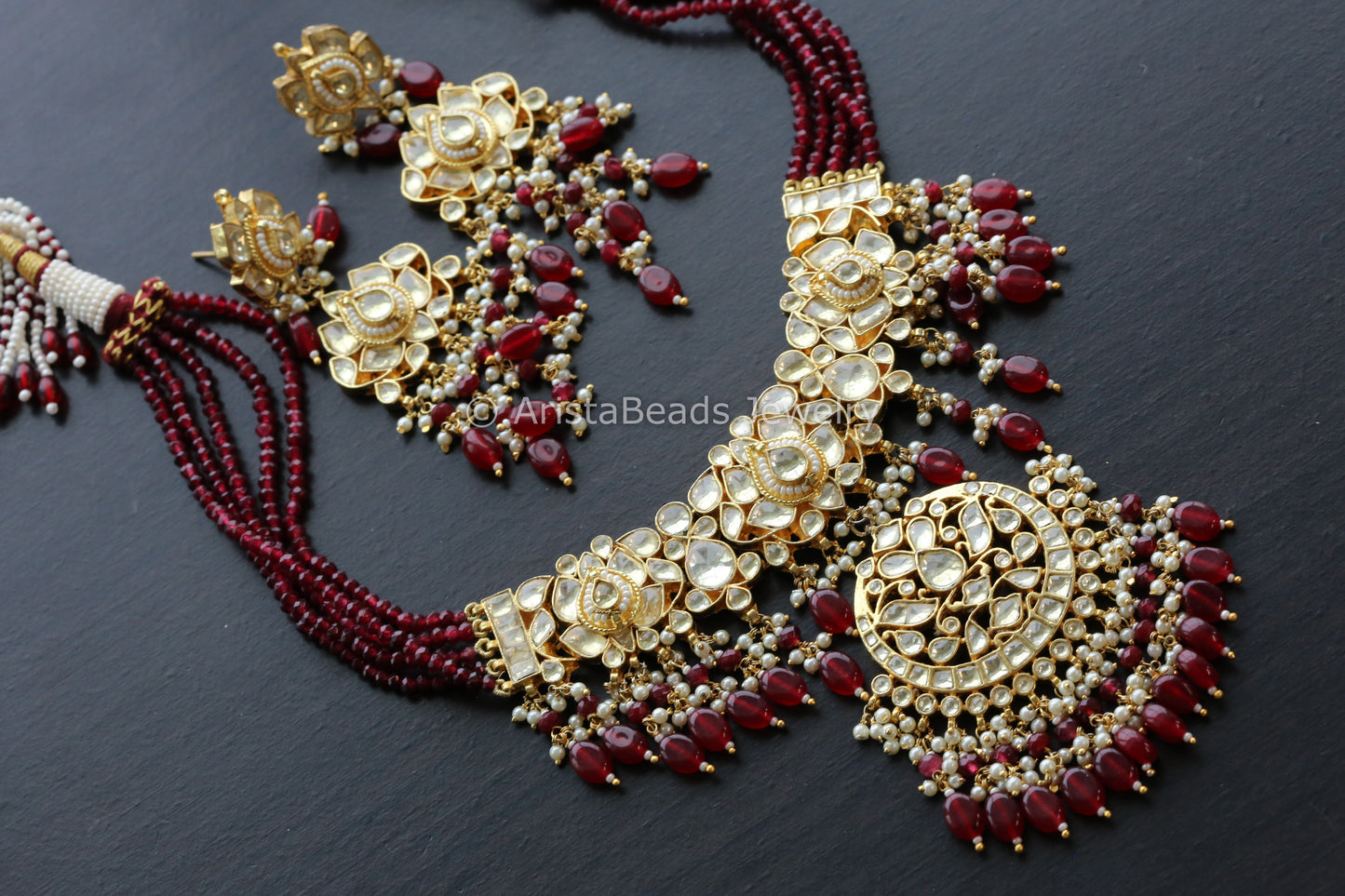 One Of A Kind Pachi Takkar Work Kundan Necklace Set
