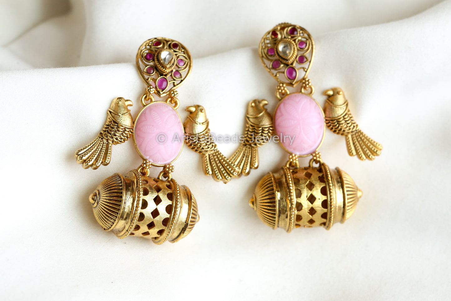 Bird Amrapali Replica Earrings - Pink