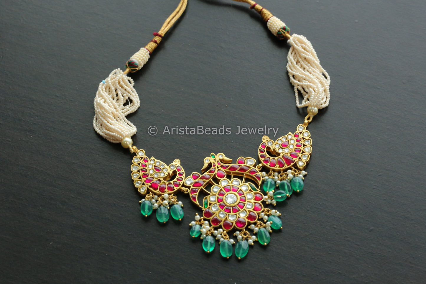 Handmade Jadau Peacock Choker Necklace