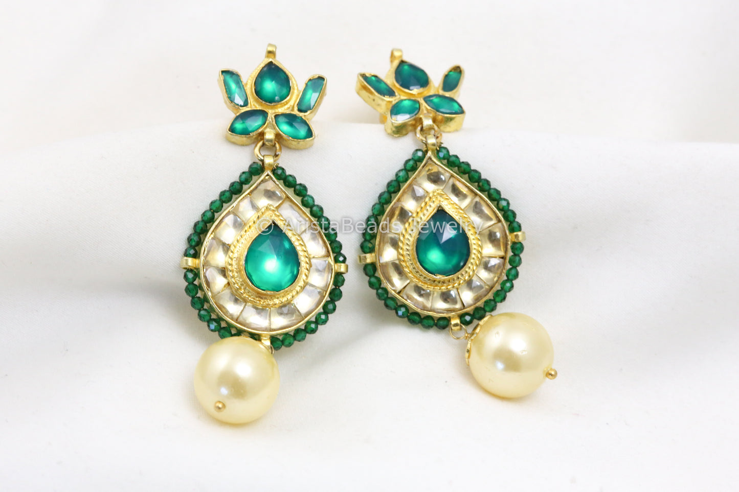 Pachi Kundan Earrings - Green