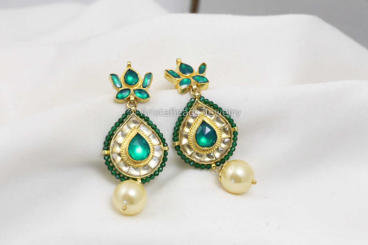 Pachi Kundan Earrings - Green