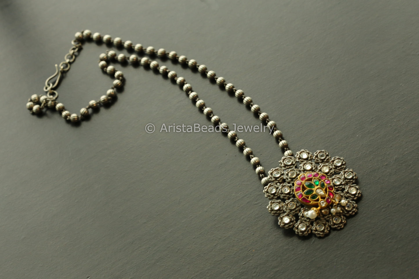 Kundan Jadau Motif Oxidized Necklace - Style 1