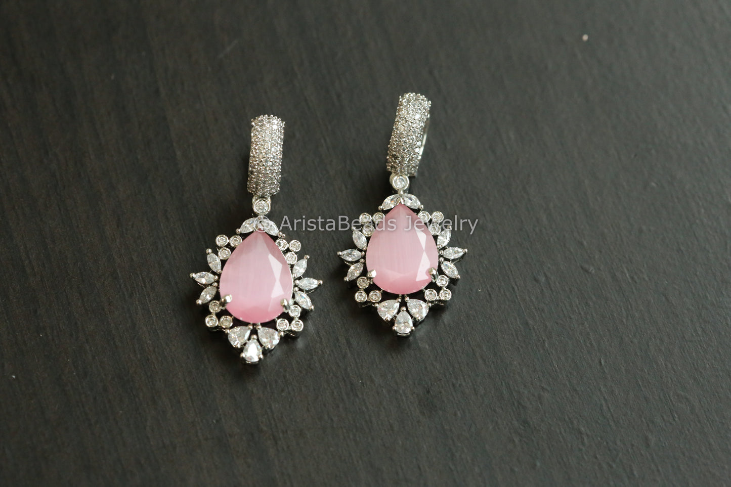 Micro CZ Hoop Earrings - Pink