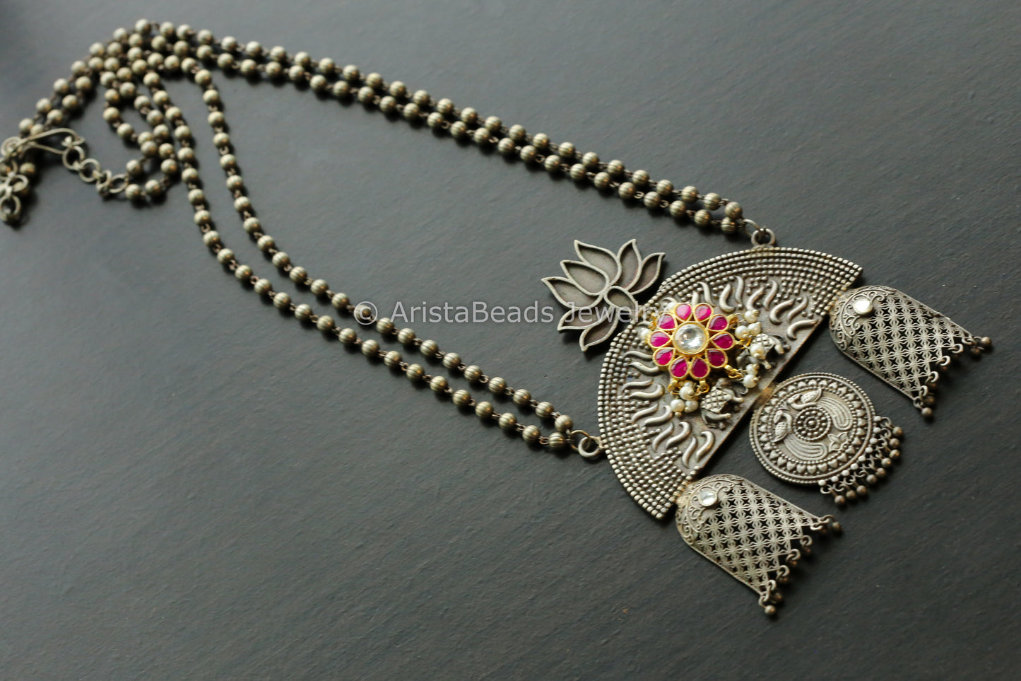 Kundan Jadau Motif Oxidized Necklace - Style 3