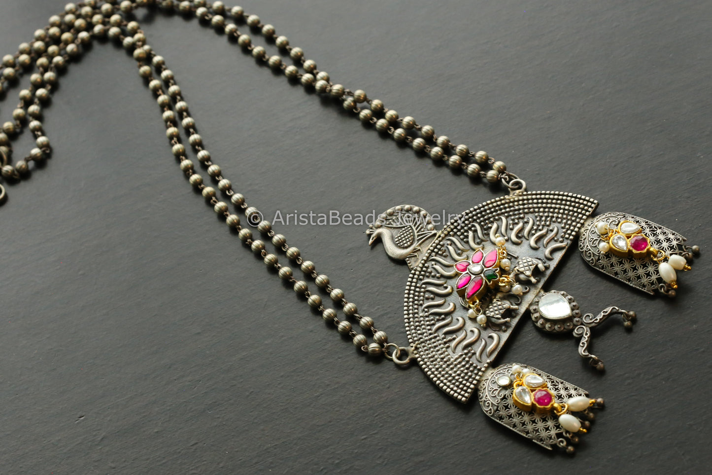 Kundan Jadau Motif Oxidized Necklace - Style 5