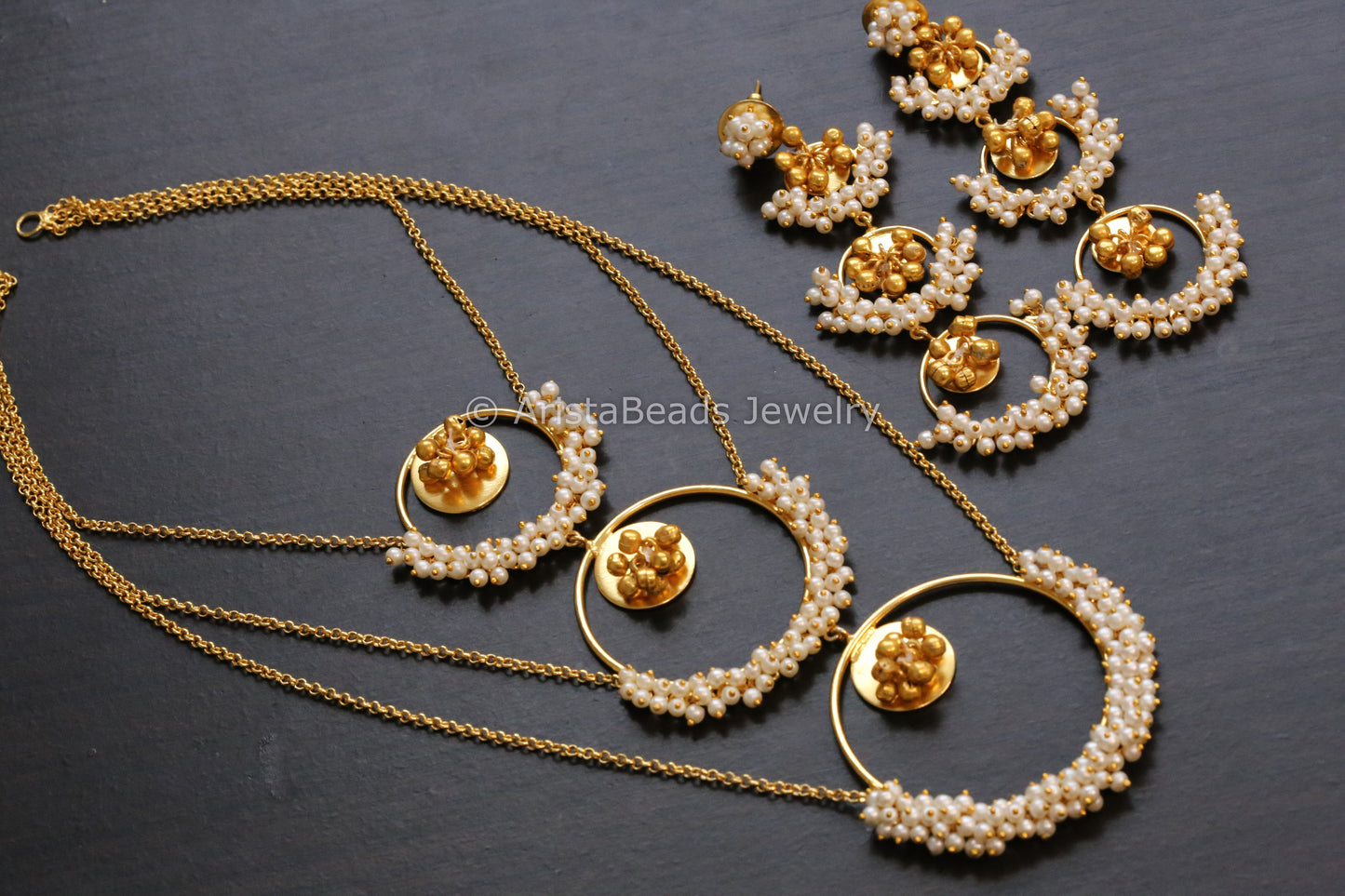 Indowestern Contemporary Gold Necklace Set