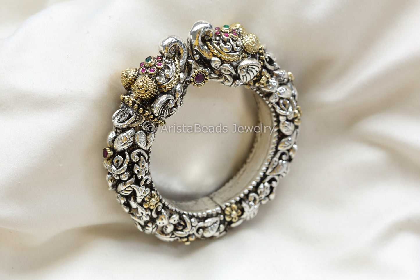 Antique Silver Elephant Kada Bracelet (2.4 & 2.6)