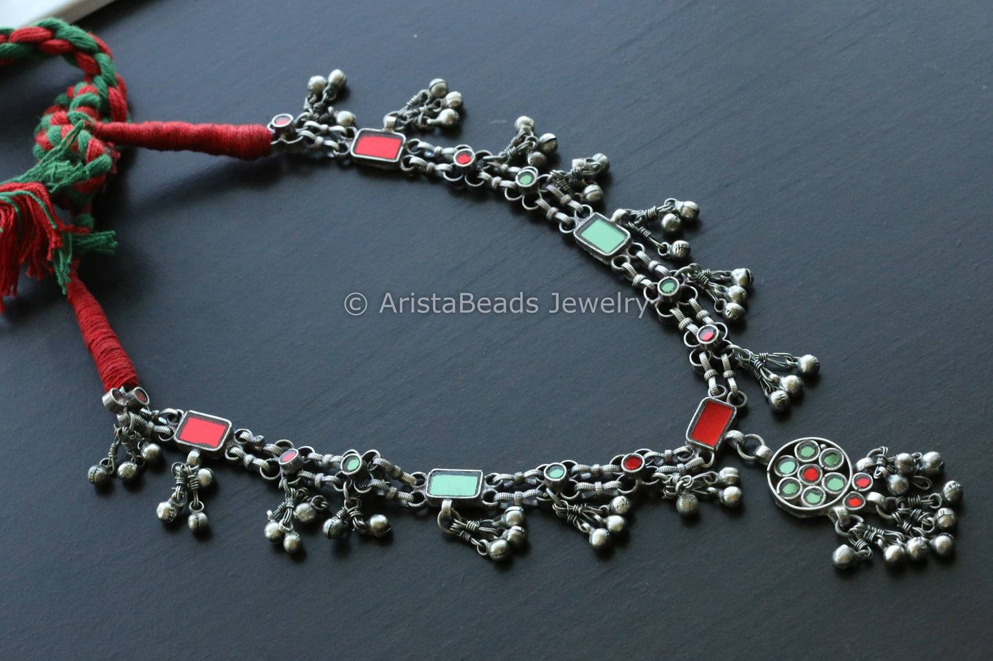 Red Green Real Glass Necklace