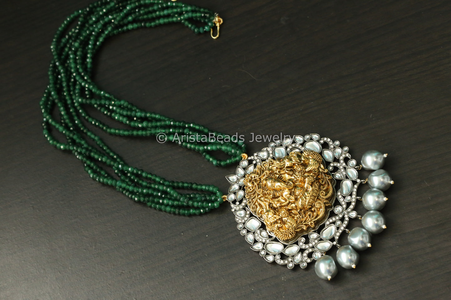 Victorian Kundan CZ Necklace - Green