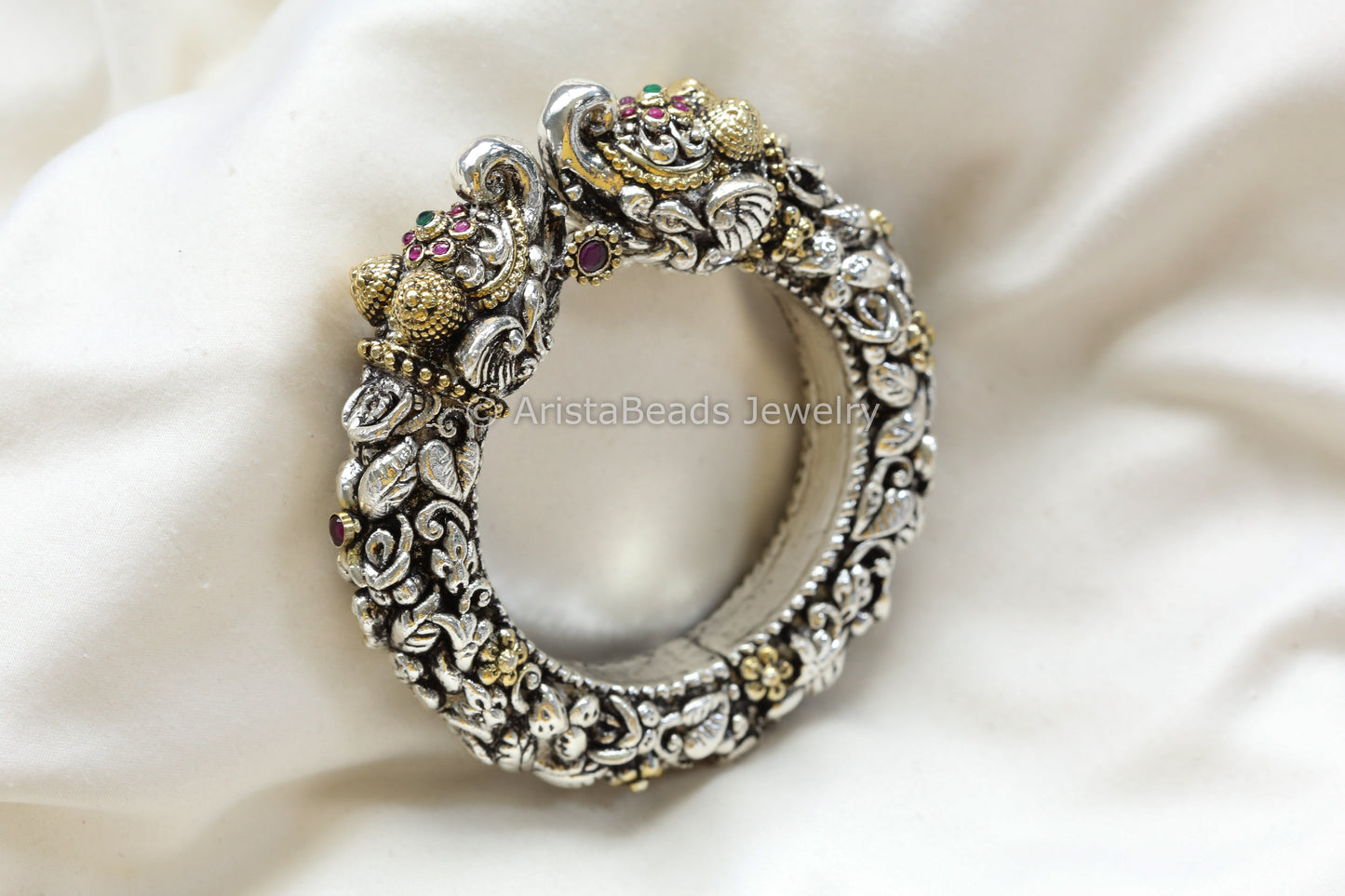Antique Silver Elephant Kada Bracelet (2.4 & 2.6)