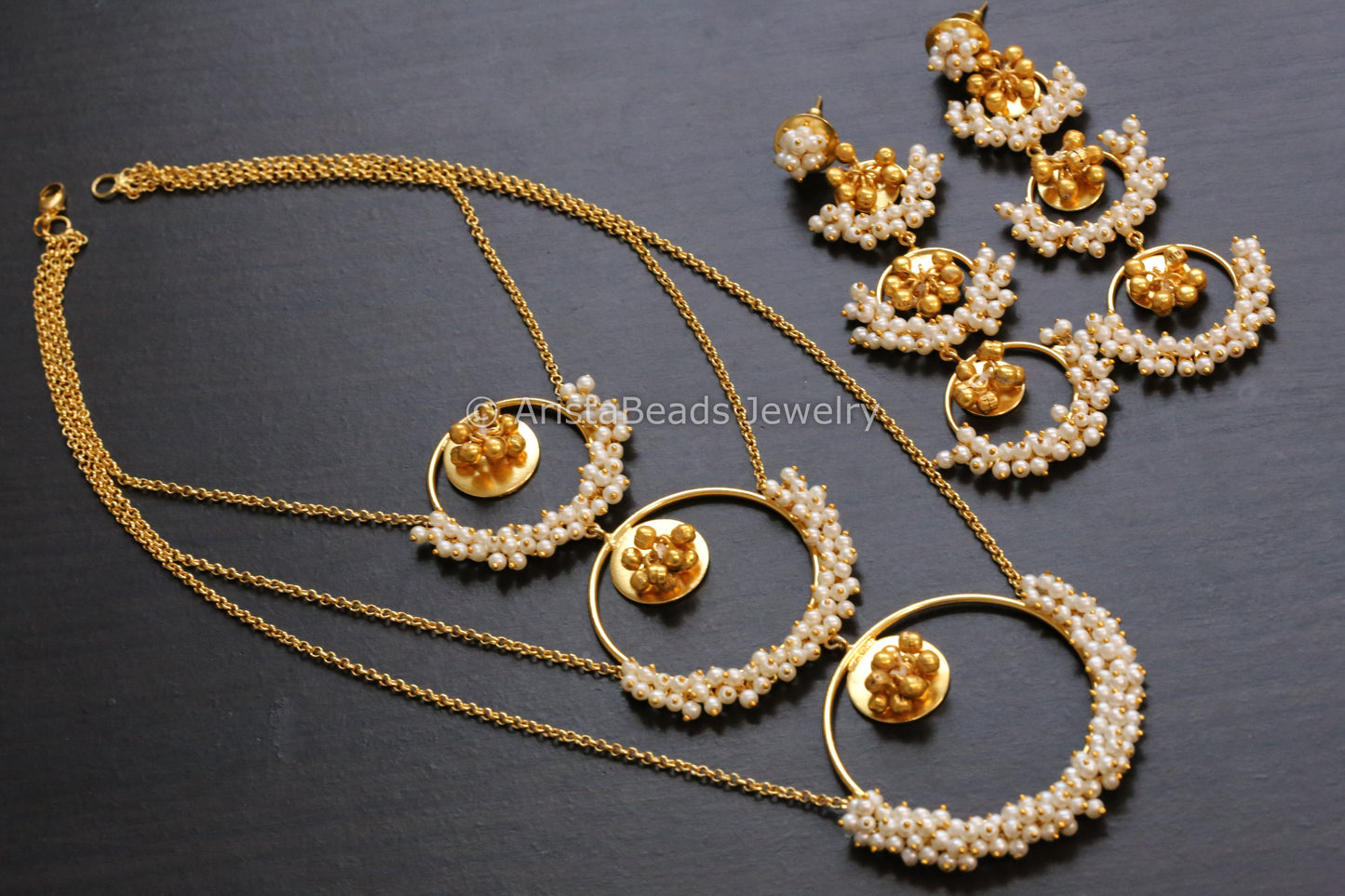 Indowestern Contemporary Gold Necklace Set