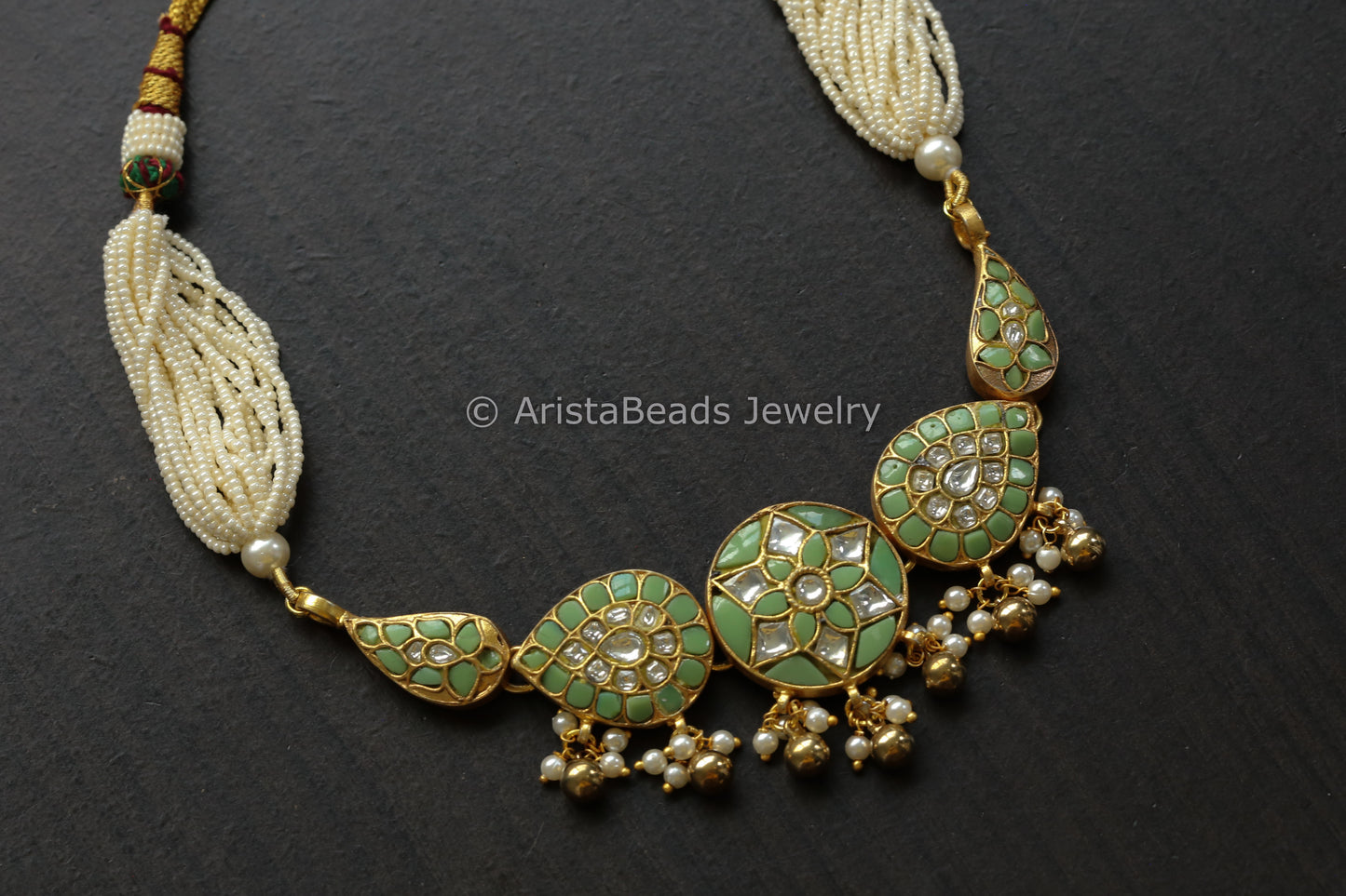 Jadau Kundan & Green Turquoise Stone Necklace